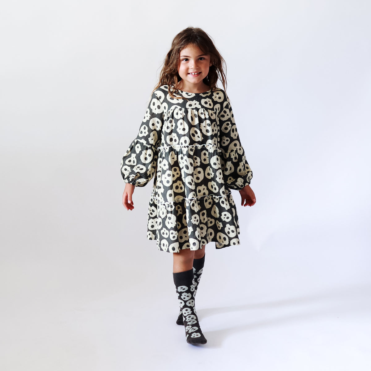 CLEMENTINE DRESS | SKULLS ALL OVER | GIRLS – Minimalist Folk Co.