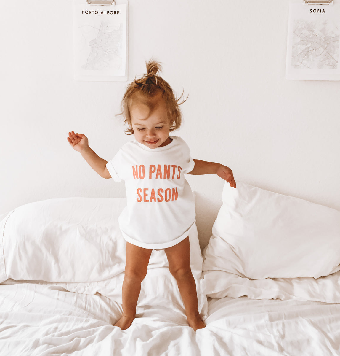baby with no pants on NO PANTS SEASON™ in Pink | Kids Tee – Minimalist Folk Co.