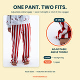 STRAIGHT LEG PANTS | RED + WHITE STRIPED | ADULT