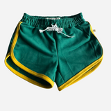 TRACK SHORTS | GREEN + YELLOW | KIDS
