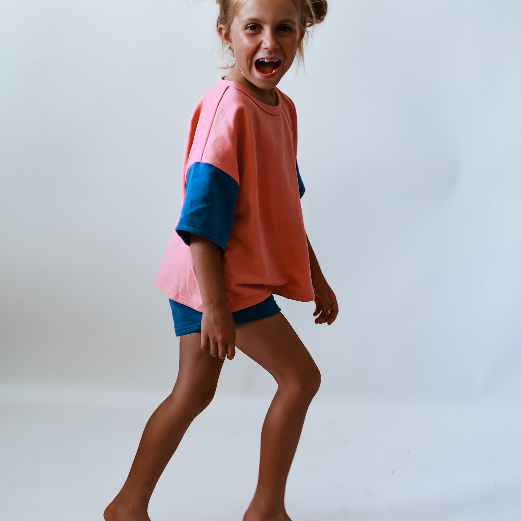**IMPERFECT** 2 PIECES SUMMER SET | COLORBLOCK PINK + NAVY | GIRLS
