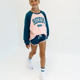 RECESS CLUB | DARK TEAL + PINK| oversized drop shoulder | KIDS