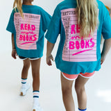 COOL KIDS READ BOOKS | TEAL + PINK| OVERSIZED KIDS TEE