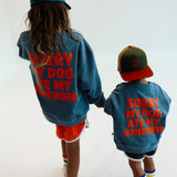 SORRY, MY DOG ATE MY HOMEWORK | DUSTY BLUE | oversized drop shoulder | KIDS