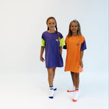 MIA DRESS | CANTALOUPE + PURPLE  | Girls T-shirt Dress