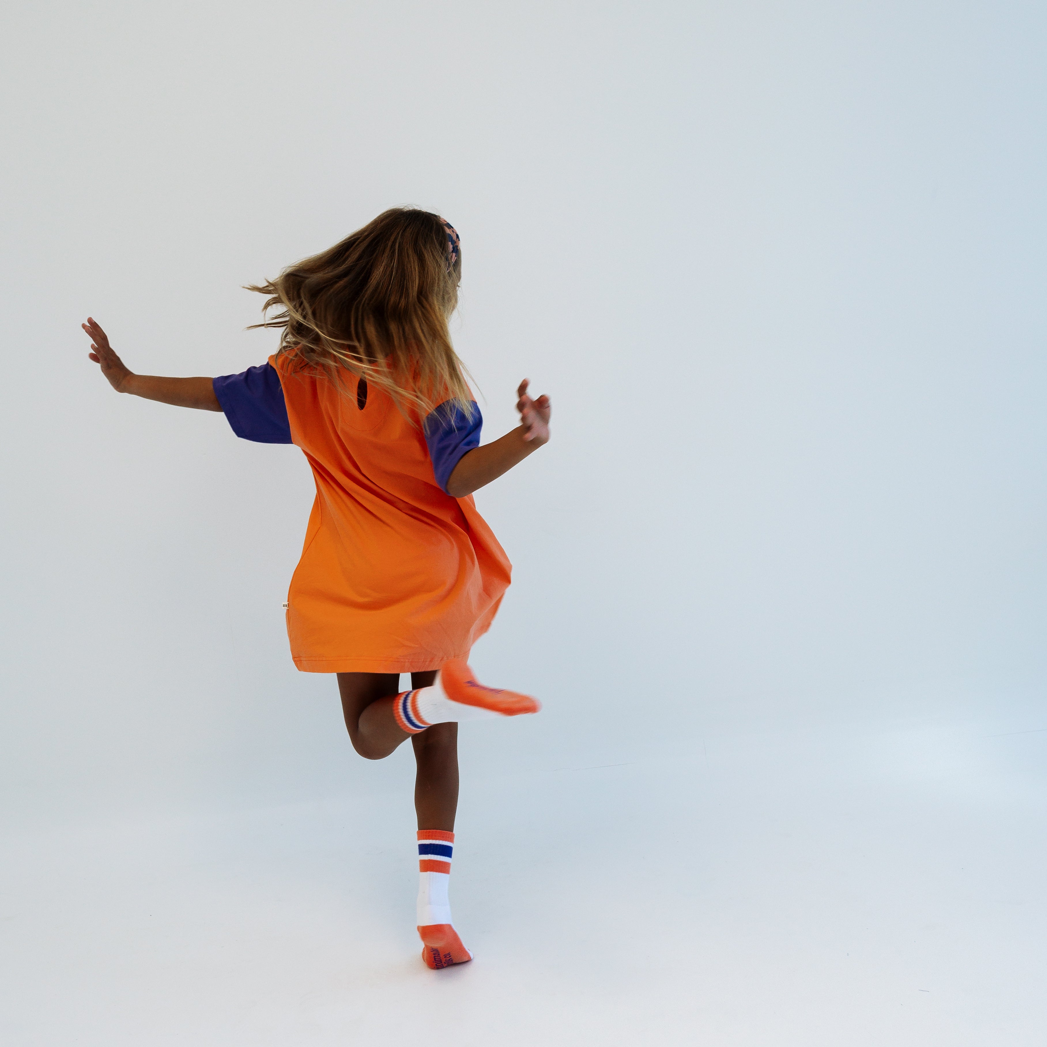 MIA DRESS | CANTALOUPE + PURPLE  | Girls T-shirt Dress