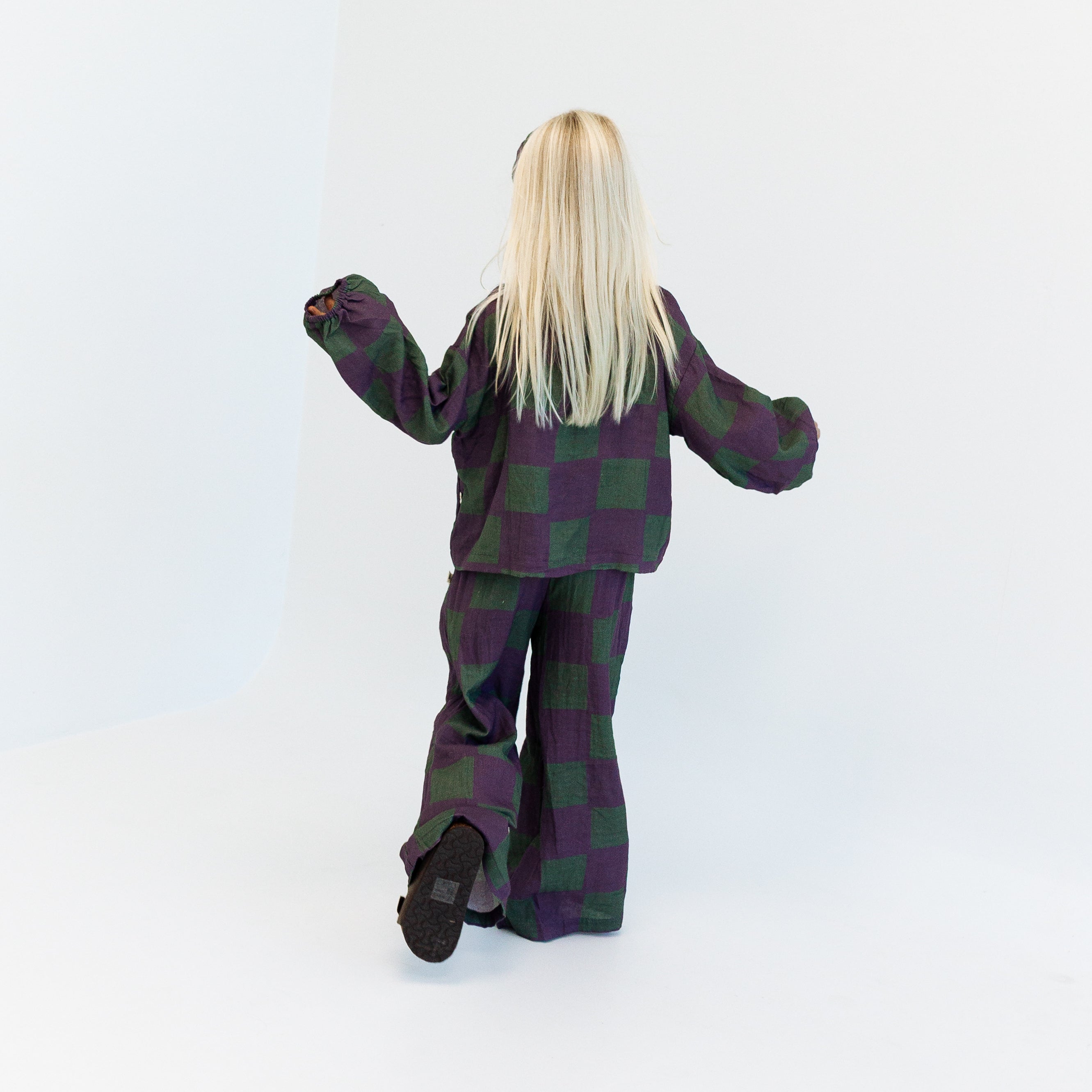 MAYA SET | 2 PIECE OUTFIT | PURPLE + GREEN CHECKERED | GIRLS