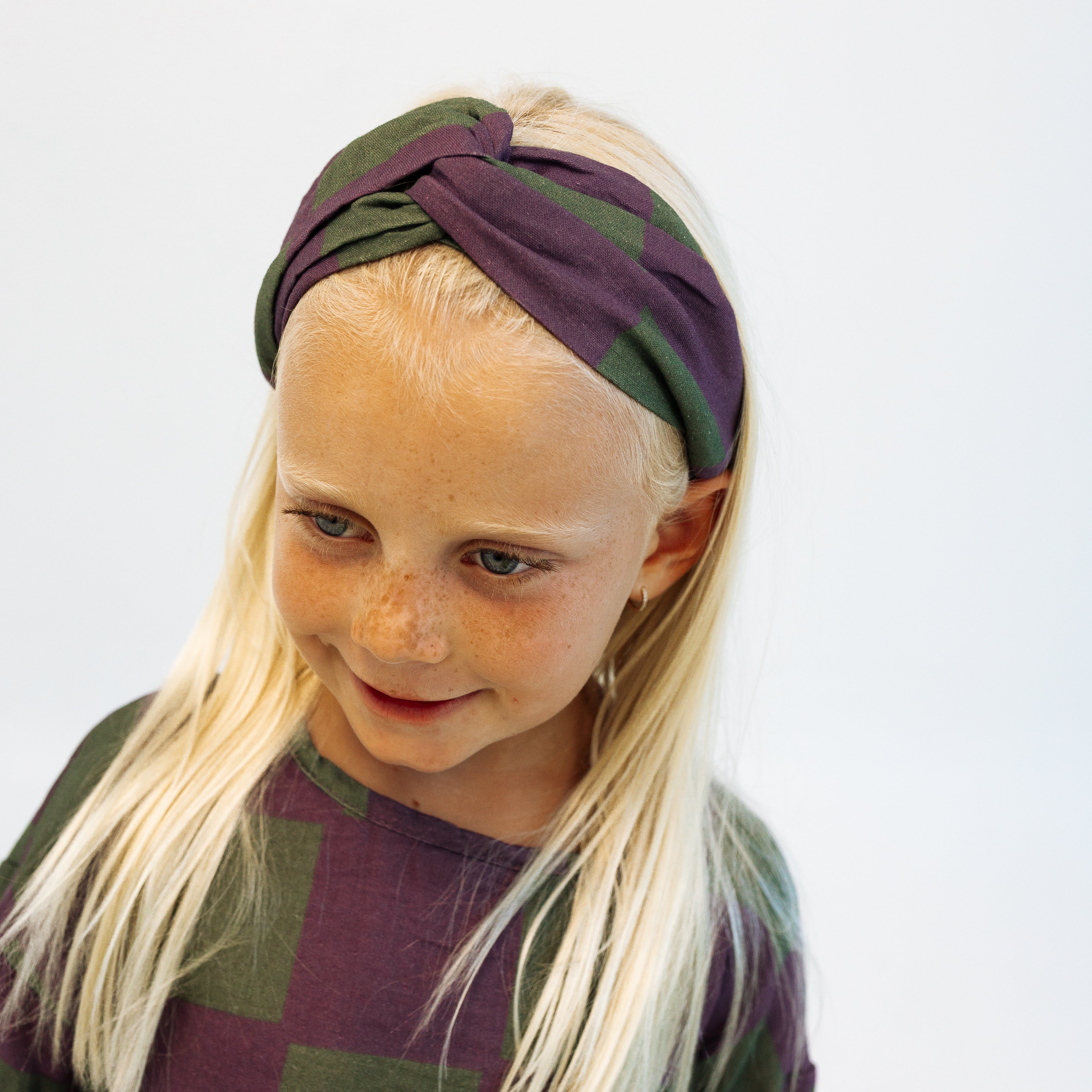 HEADBAND | PURPLE + GREEN CHECKERED
