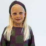HEADBAND | PURPLE + GREEN CHECKERED