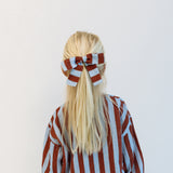 BOW CLIP | RUSTY + BLUE STRIPES