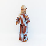 MAYA SET | 2 PIECE OUTFIT | RUSTY + BLUE STRIPES | GIRLS