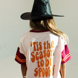 TIS THE SEASON TO BE SPOOKY  | BURGUNDY | OVERSIZED KIDS TEE