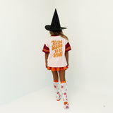 TIS THE SEASON TO BE SPOOKY  | BURGUNDY | OVERSIZED KIDS TEE