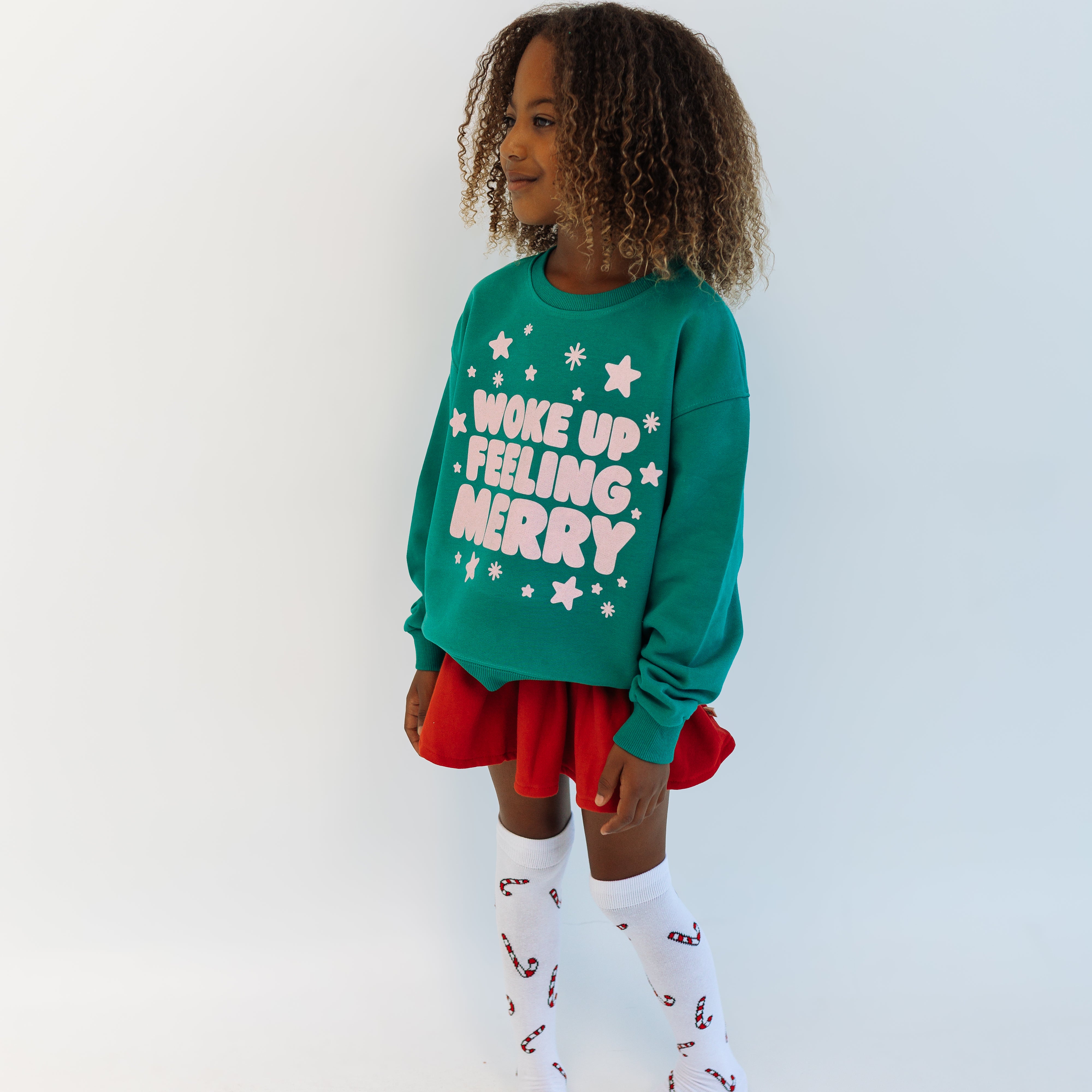 FEELING MERRY | IN GREEN | oversized drop shoulder | KIDS