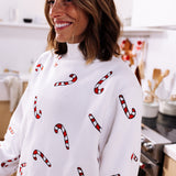 CANDY CANE | EMBROIDERED FLEECE MOCKNECK | WOMEN