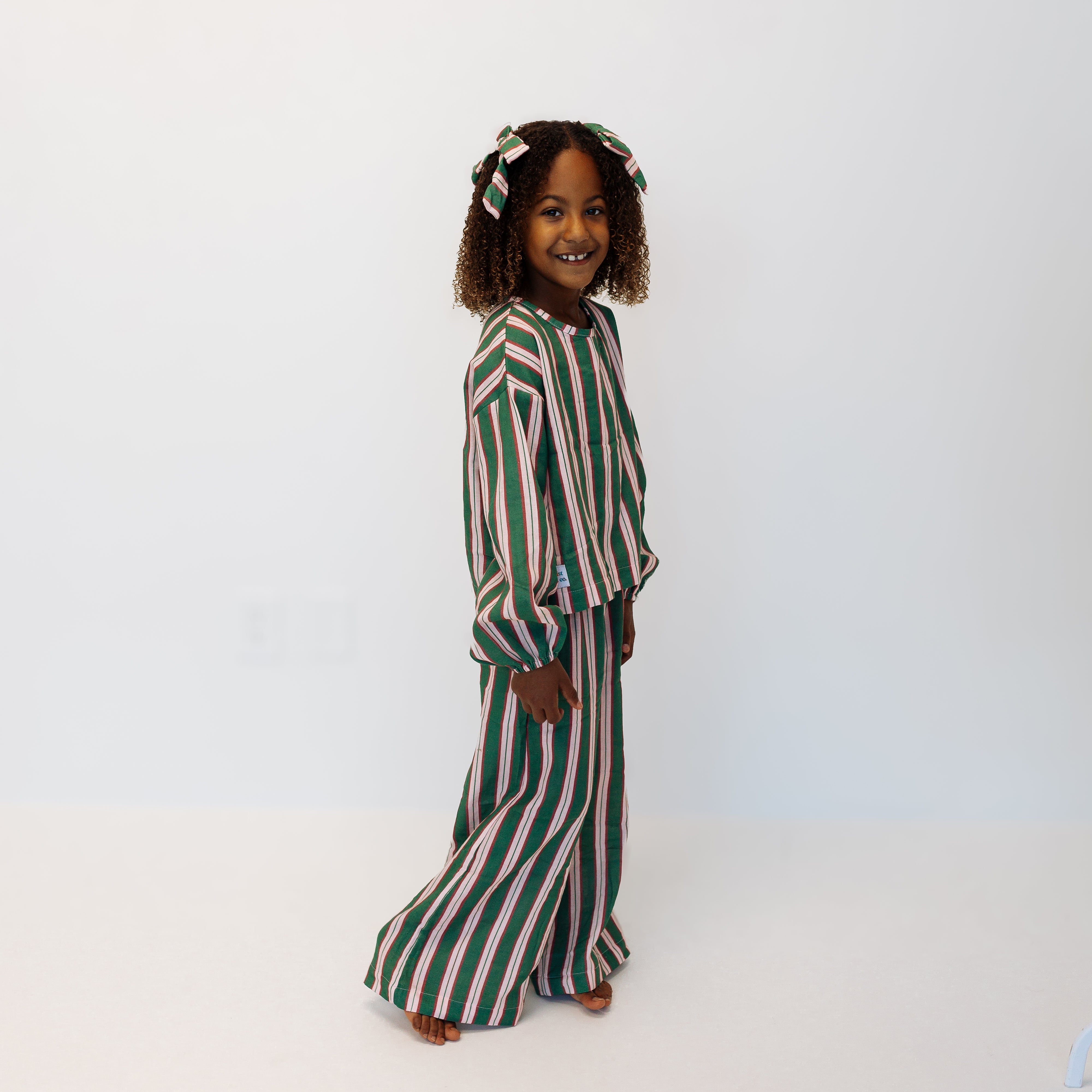 BOW CLIP | STRIPED GREEN + PINK