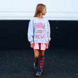 HOW LUCKY ARE WE? | IN POWDER BLUE | oversized drop shoulder | KIDS