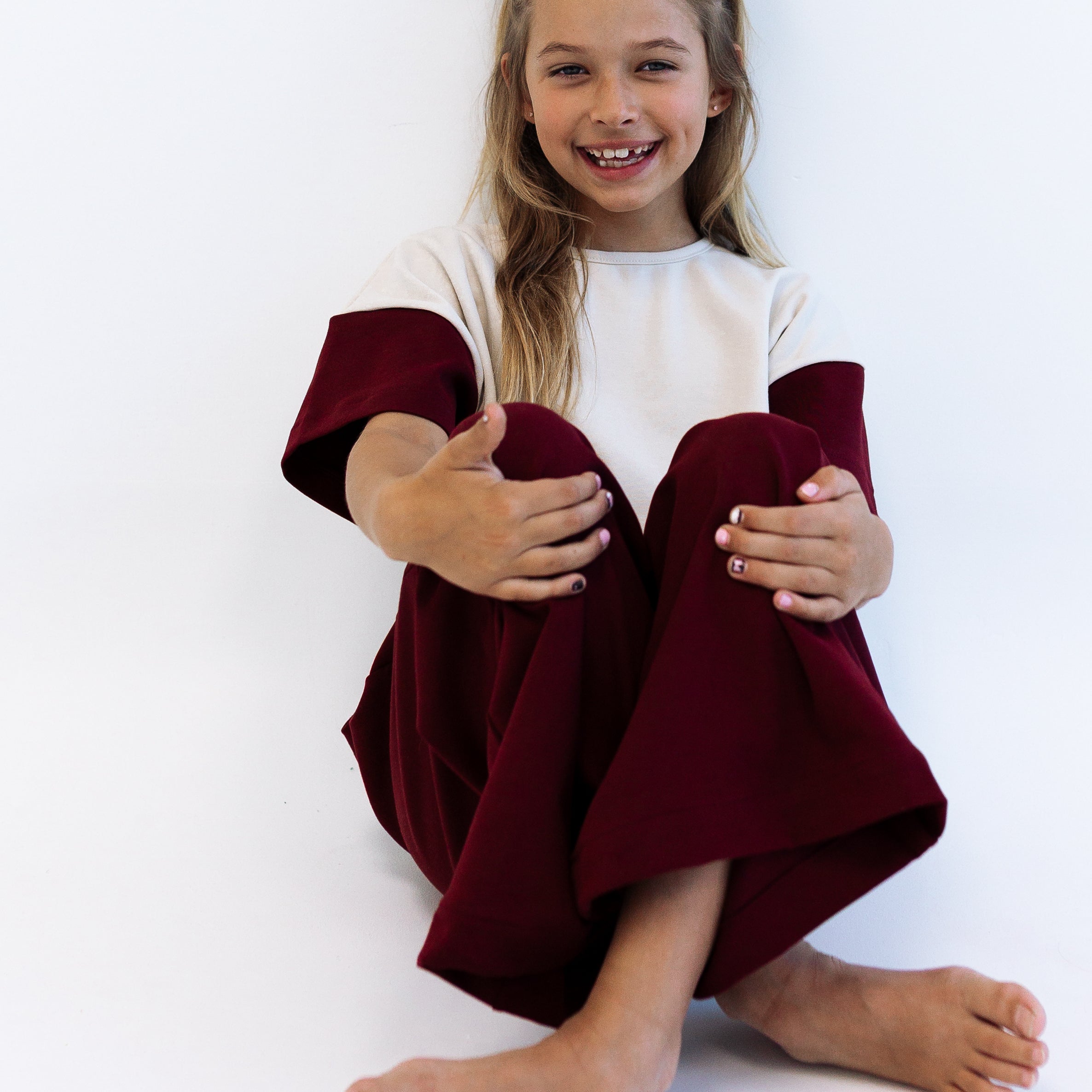 APRIL SET | COLOR BLOCK | BURGUNDY + CREAM | GIRLS