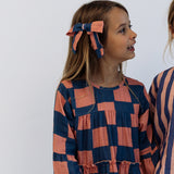 BOW CLIP | PINK + BLUE CHECKERED