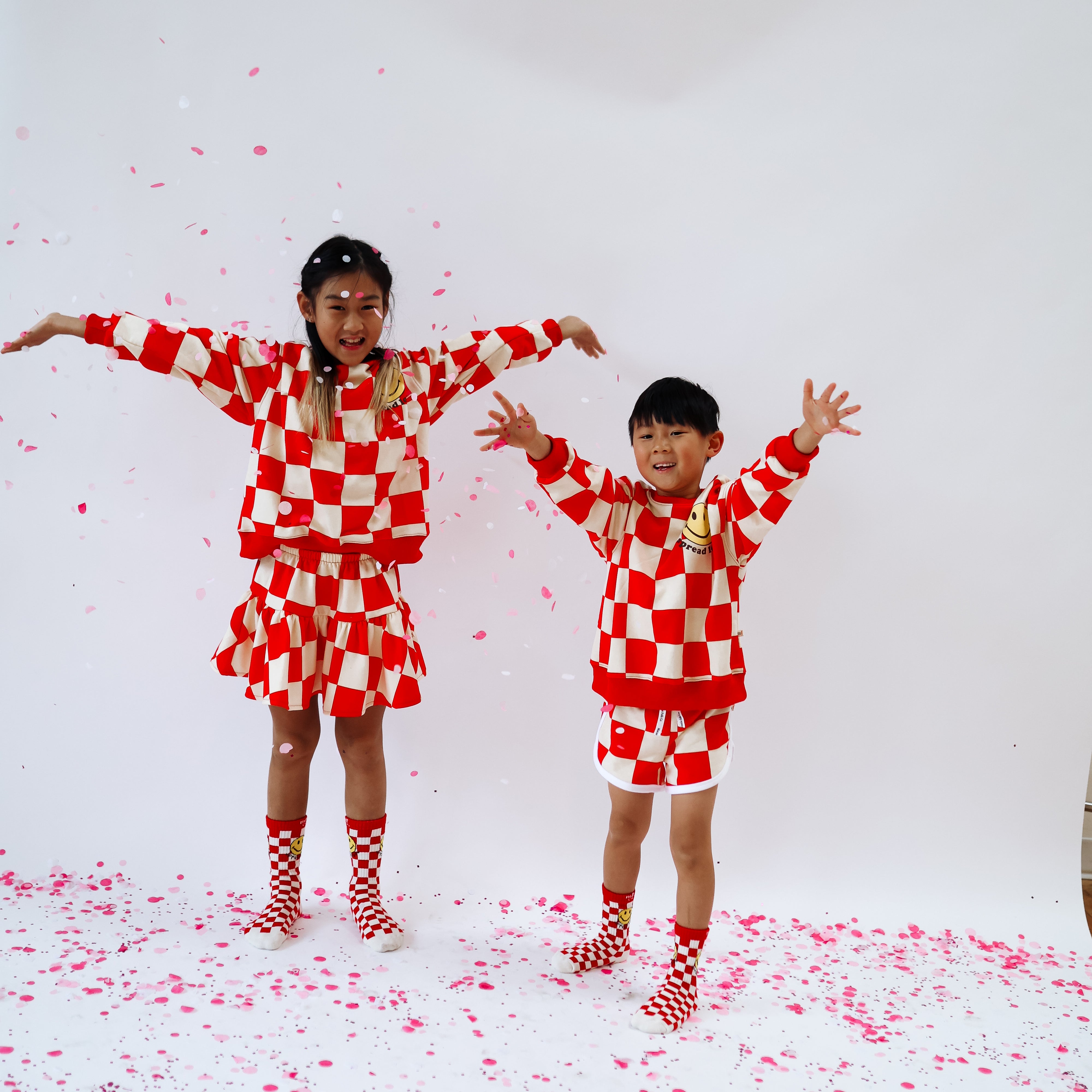 SMILE CHECKERED | oversized  drop shoulder | KIDS