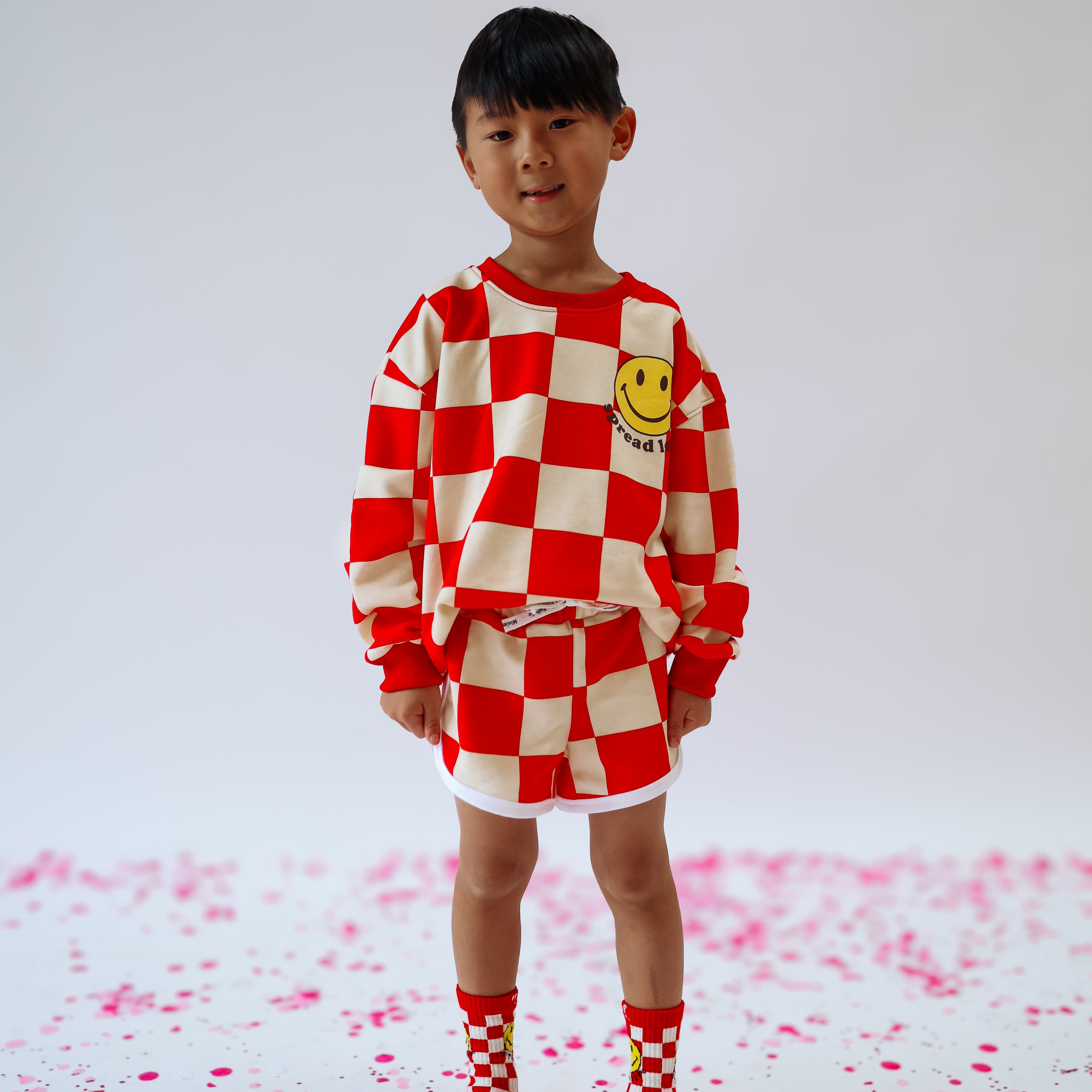 TRACK SHORTS in CHECKERED RED | KIDS