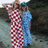 LUNA SET | 2 PIECES OUTFIT | CHECKER RED + WHITE | GIRLS