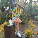 STRIPED GREEN + YELLOW | Kids Tee