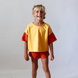 2 PIECES SUMMER SET | COLORBLOCK YELLOW + RUST | GIRLS