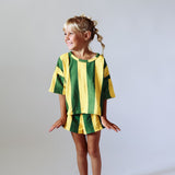 2 PIECES SUMMER SET | STRIPED GREEN + YELLOW | GIRLS