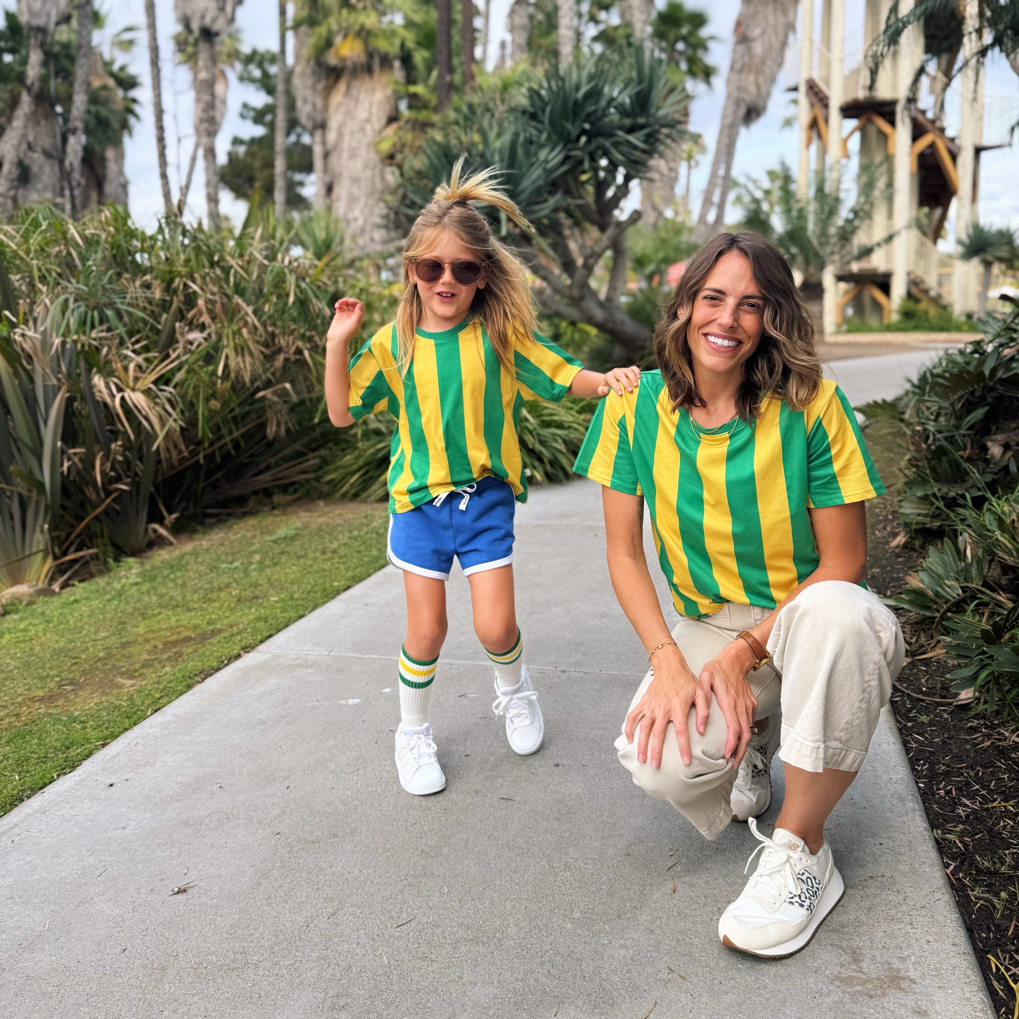 STRIPED GREEN + YELLOW | Kids Tee