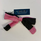 BOW CLIP | PINK + CHARCOAL STRIPES