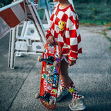 SMILE CHECKERED | oversized  drop shoulder | KIDS