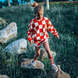 SMILE CHECKERED | oversized  drop shoulder | KIDS