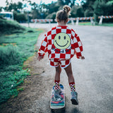 SMILE CHECKERED | oversized  drop shoulder | KIDS