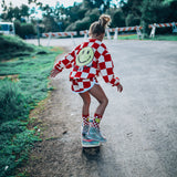 SMILE CHECKERED | oversized  drop shoulder | KIDS