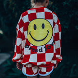 SMILE CHECKERED | oversized  drop shoulder | KIDS