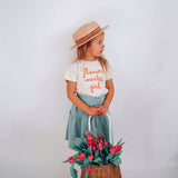 FLOWER MARKET GIRL in Peach | OVERSIZED | Kids Tee