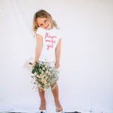 FLOWER MARKET GIRL in Peach | OVERSIZED | Kids Tee