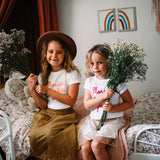 FLOWER MARKET GIRL in Peach | OVERSIZED | Kids Tee