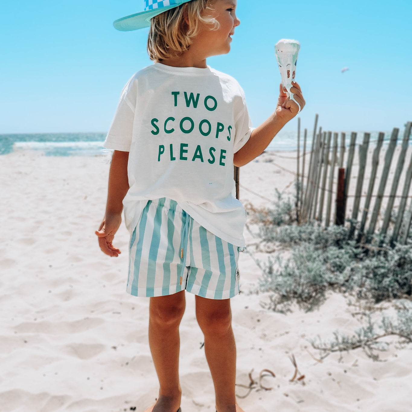 TWO SCOOPS PLEASE in sage  | Kids Tee