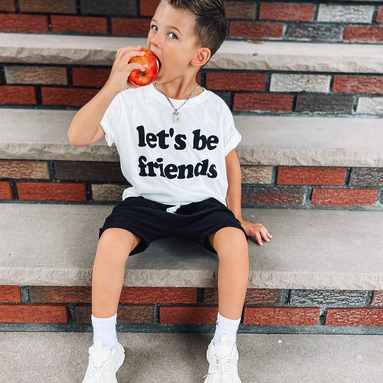 LET'S BE FRIENDS in Black | OVERSIZED | Kids Tee