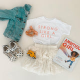 STRONG LIKE A GIRL in Peach | OVERSIZED | Kids Tee