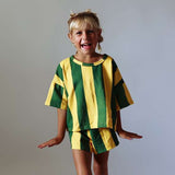 2 PIECES SUMMER SET | STRIPED GREEN + YELLOW | GIRLS