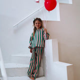 MAYA SET | 2 PIECE OUTFIT | GREEN + PINK STRIPES | GIRLS