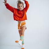 Socks | retro tube | checkered in green &  orange