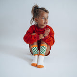 Socks | retro tube | checkered in green &  orange