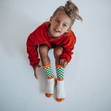 Socks | retro tube | checkered in green &  orange