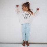 STRONG LIKE A GIRL pullover | in black |oversized drop shoulder | KIDS