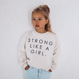 STRONG LIKE A GIRL pullover | in black |oversized drop shoulder | KIDS