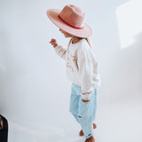 STRONG LIKE A GIRL pullover | in peach |oversized drop shoulder | KIDS